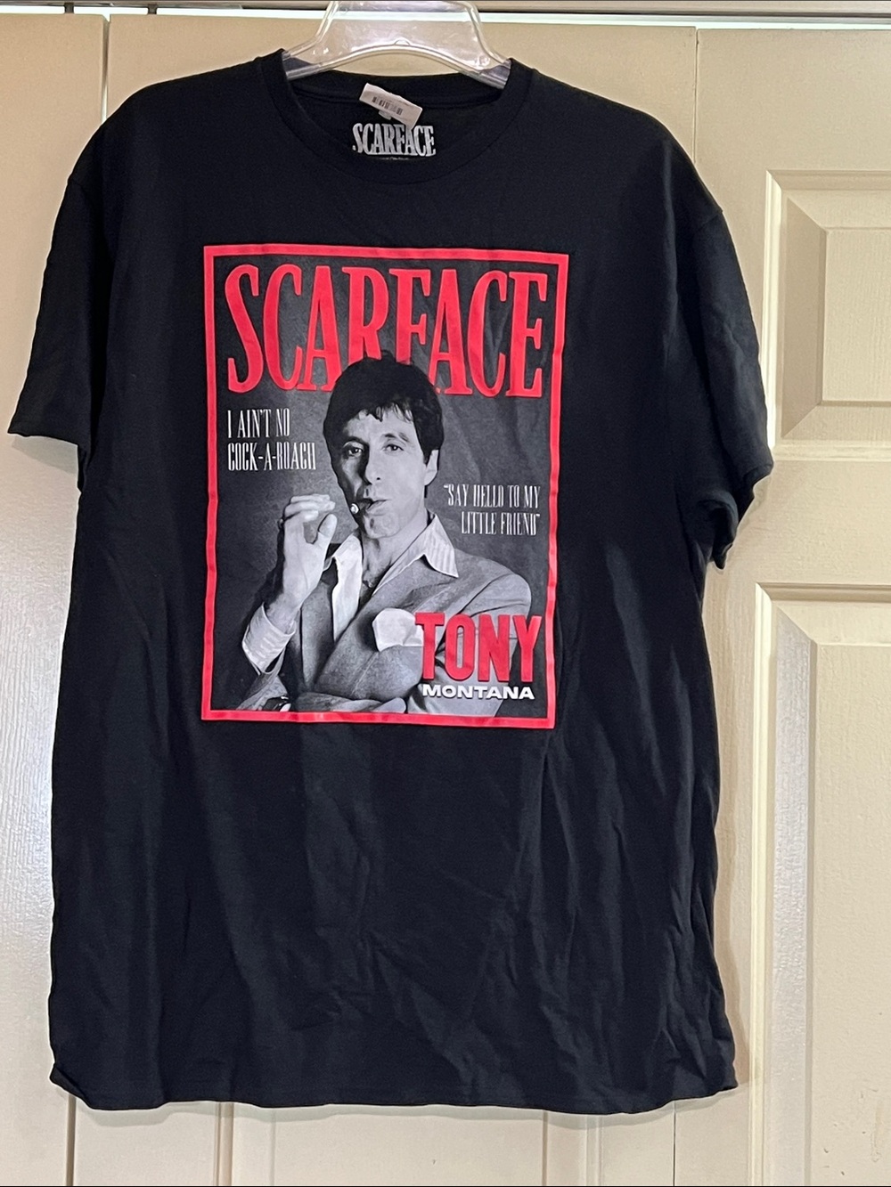 Hybrid Apparel Black Scarface Graphic Tee with Red and Gray Print